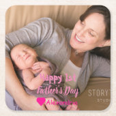 1e Vaderdag Vierkante Kartonnen Onderzetter (Voorkant)