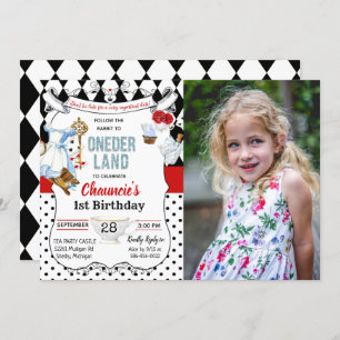1e verjaardag Alice in Wonderland Uitnodiging