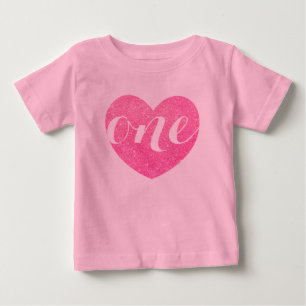 1e verjaardag Baby Girl Glitter hartdruk Roze