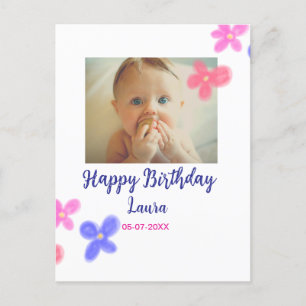 1e verjaardag baby kids naam datum toevoegen foto briefkaart