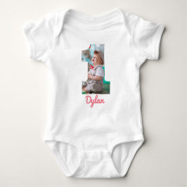 1E VERJAARDAG BABYKLEDING AANGEPASTE FOTO ROMPER