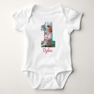 1E VERJAARDAG BABYKLEDING AANGEPASTE FOTO ROMPER