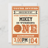 1e verjaardag  Basketball Uitnodiging (Voorkant)