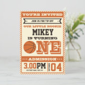 1e verjaardag  Basketball Uitnodiging (Staand voorkant)