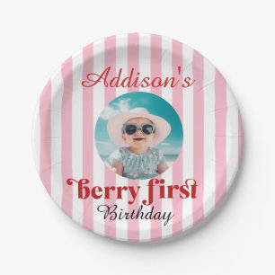 1e Verjaardag Berry-Sweet Verjaardag met Foto Papieren Bordje