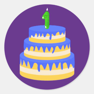 1e verjaardag blauwe Cake Ronde Sticker