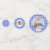 1e verjaardag Blue Gingham ballonnen & foto Confetti (Voorkanten)