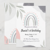 1e verjaardag Boho waterverf baby Shawer Kaart (Voorkant / Achterkant)