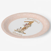 1e verjaardag Bord Giraffe roze meisje Baby (Gekanteld)