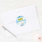 1e verjaardag Boy Cake Ronde Sticker (Envelop)