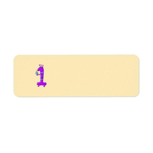 1e verjaardag . Cartoon in het Paars. Etiket (Voorkant)