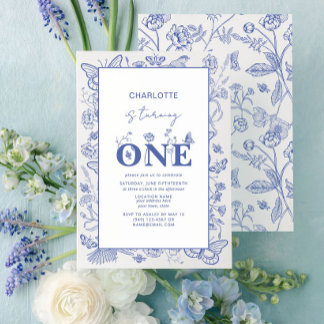 1e verjaardag Chinoiserie Blue wordt één Kaart