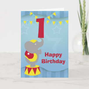 1e Verjaardag Circus Olifant Kaart
