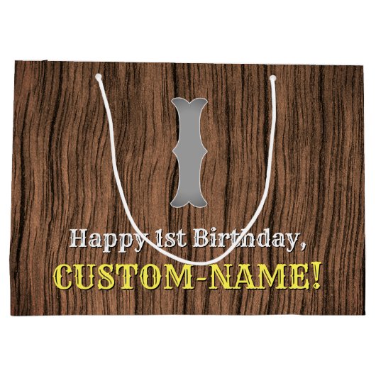 1e verjaardag: Country Western geïnspireerd uiterl Groot Cadeauzakje (Achterkant)