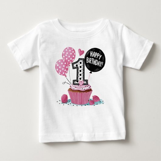 1e verjaardag Cupcake Pink (Voorkant)