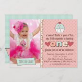 1e verjaardag Cupcakes uitnodiging (Voorkant / Achterkant)