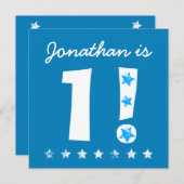 1e Verjaardag Custom Name Blue voor BOY B01 Kaart (Voorkant / Achterkant)