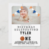 1e verjaardag Cute Basketball Balls Kinder Foto Kaart (Voorkant)