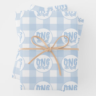 1e verjaardag Cute Pastel Blue nederful Inpakpapier Vel