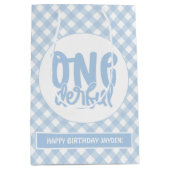 1e verjaardag Cute Pastel Blue nederful Medium Cadeauzakje (Voorkant)