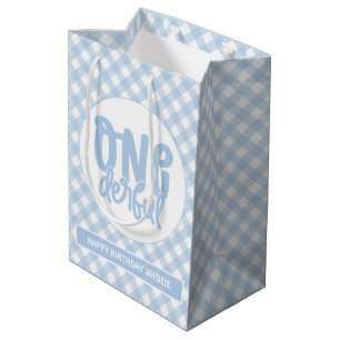 1e verjaardag Cute Pastel Blue nederful Medium Cadeauzakje