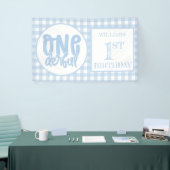 1e verjaardag Cute Pastel Blue nederful Spandoek (Beurs)