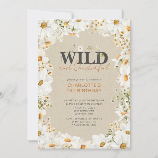 1e verjaardag Daisy Wild & Onederful Terracotta Kaart (Voorkant)