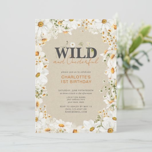 1e verjaardag Daisy Wild & Onederful Terracotta Kaart (Staand voorkant)