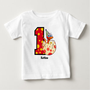 1e verjaardag Dino Egg Custom Baby T-shirt