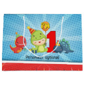 1e verjaardag Dinosaur Party Custom Groot Cadeauzakje (Voorkant)