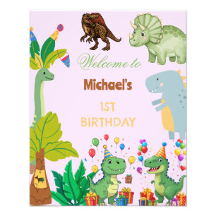 1e verjaardag Dinosaurus Minimaal baby welkomstbor Foto Afdruk