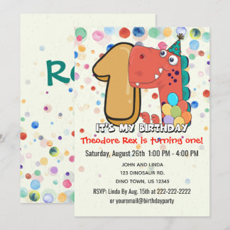 1e verjaardag Dinosaurus Party Custom Kaart