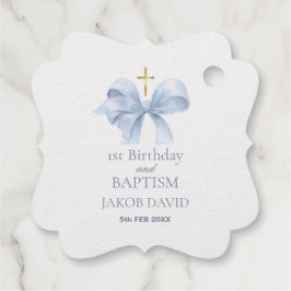 1e Verjaardag & Doopsel Jongens Blauwe Boog Bracke Bedankjes Labels