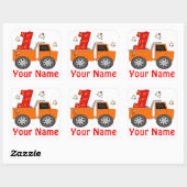 1e Verjaardag Dump Truck Gepersonaliseerde Sticker (Vel)