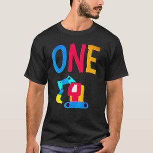 1e verjaardag een 1 jaar oude Jongen bouwwagen T-shirt