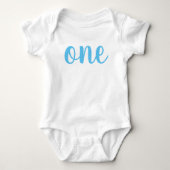 1e verjaardag één Baby Bodysuit Blue (Voorkant)