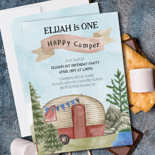 1e verjaardag één gelukkige Camper Camping Kaart