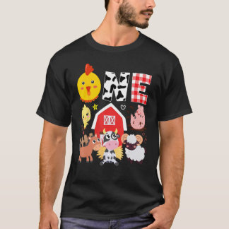 1e verjaardag één jaar oud Boerderij thema dieren T-shirt