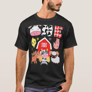 1e verjaardag één jaar oud Boerderij thema dieren T-shirt