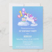 1e verjaardag eenhoorn met taart uitnodiging (Voorkant)