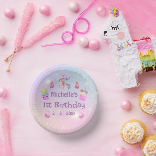 1e verjaardag eenhoorns cupcakes girly schattig ch papieren kommen (Feest)