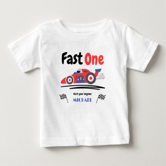 1e verjaardag Fast One Red Blue Race Car (Voorkant)