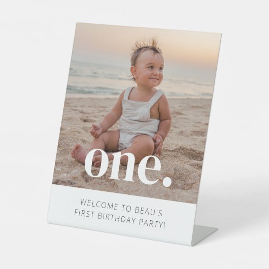 1e Verjaardag Foto Welkomstbord Reclamebord Met Voetstuk (Voorkant)