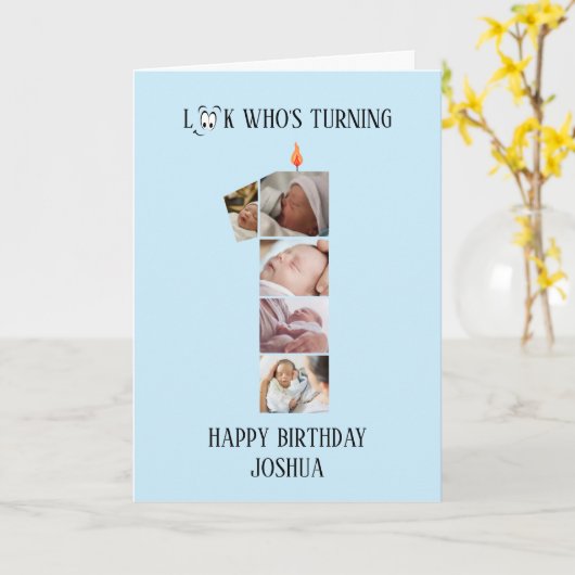 1e verjaardag fotokaart kaart (Gele Bloem)