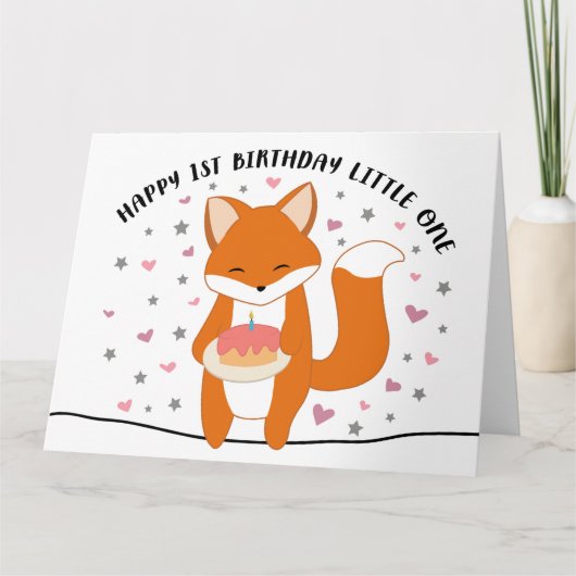 1e verjaardag Fox Kaart (Voorkant)