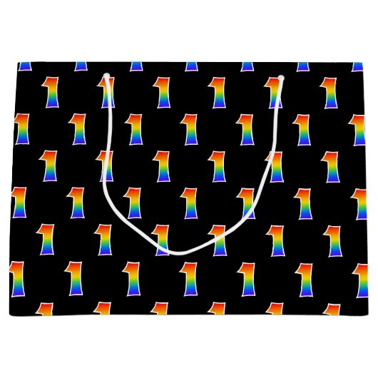 1e verjaardag: Fun Rainbow Event Nummer 1 Patroon Groot Cadeauzakje (Voorkant)