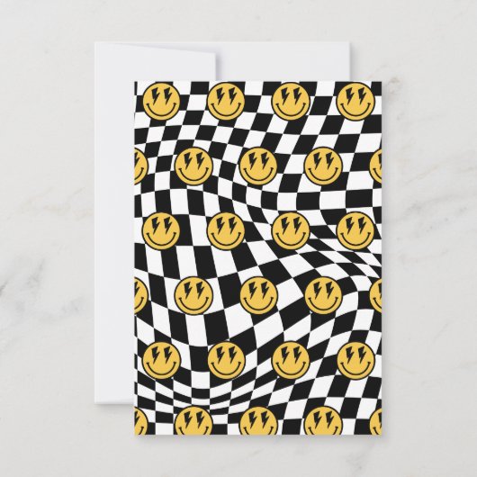 1e verjaardag glimlach gezicht retro zwart wit gro bedankkaart (Achterkant)