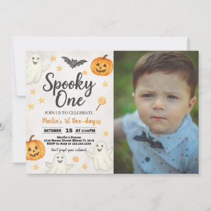 1e verjaardag Halloween Uitnodiging met foto
