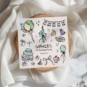 1e verjaardag hand getekend servet