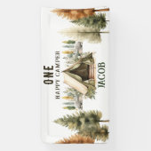 1e verjaardag Happy Camper Kids Verjaardagsfeest Spandoek (Verticaal)